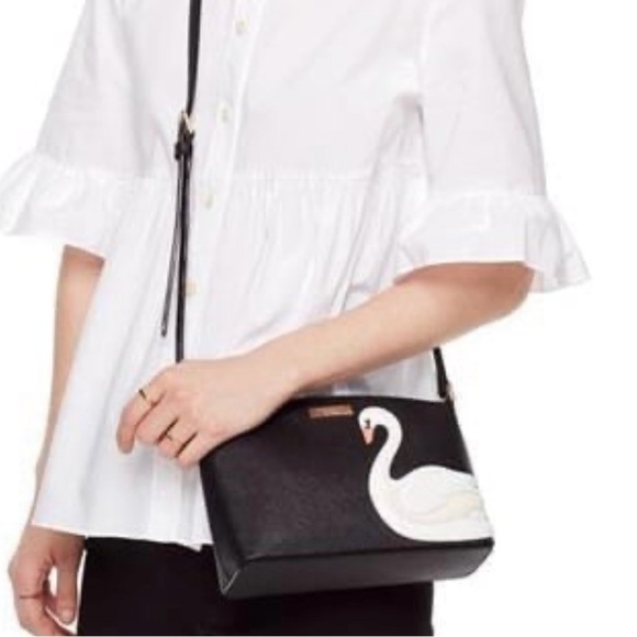 Rare Kate Spade Swan Around Millie Black Saffiano Leather Crossbody Bag - Picture 8 of 8